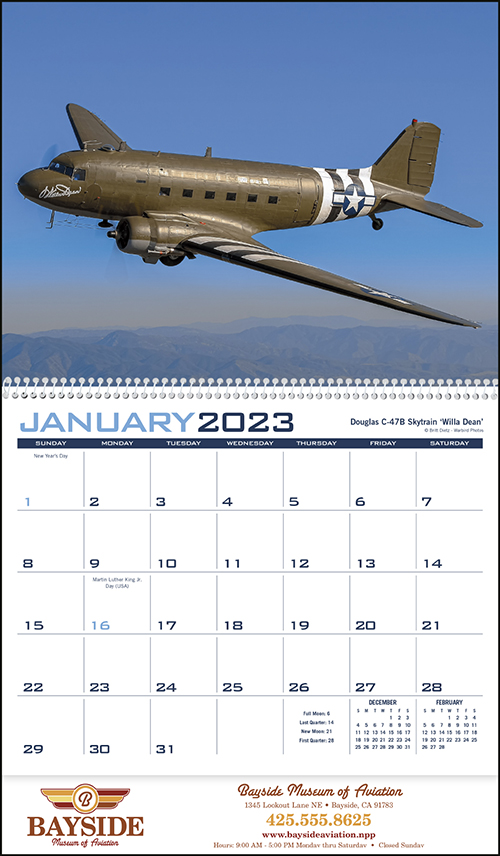 Antique Planes Spiral Bound Wall Calendar for 2023